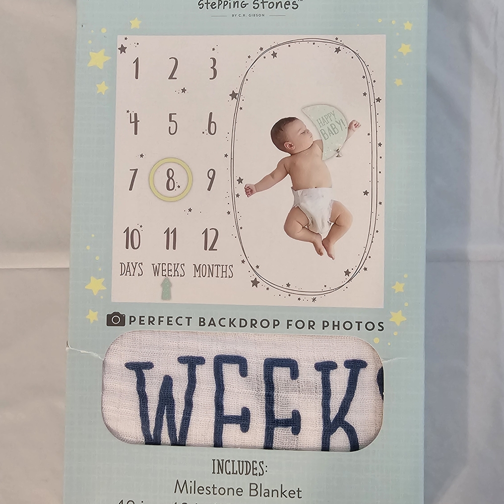 Milestone Blanket - White and Blue